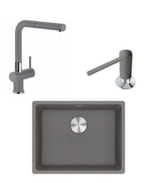 Franke Marıs Mrg 110-52 Stone Grey Granit Eviye Actıve Plus Doccıa Armatür Comfort Sıvı Sabunluk