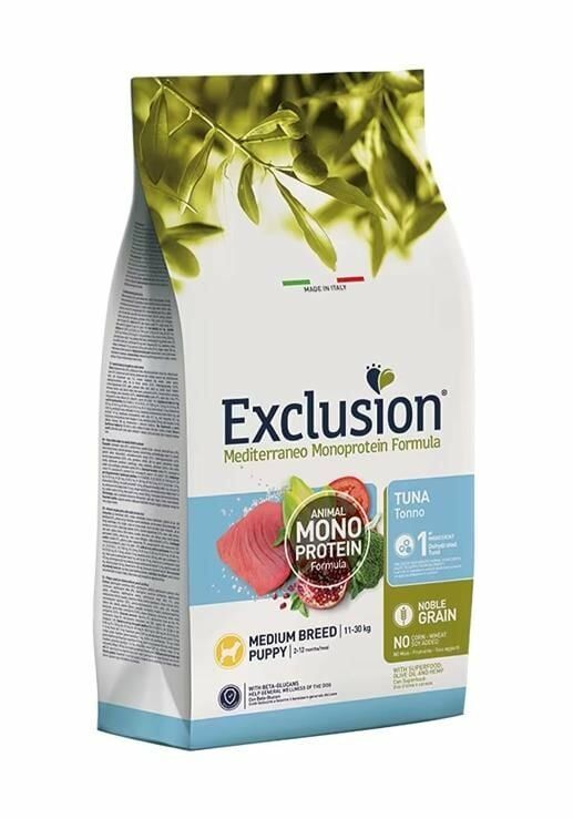 Exclusion Monoprotein Ton Balıklı ve Narlı Düşük Tahıllı Orta Irk Yavru Köpek Maması 12 Kg