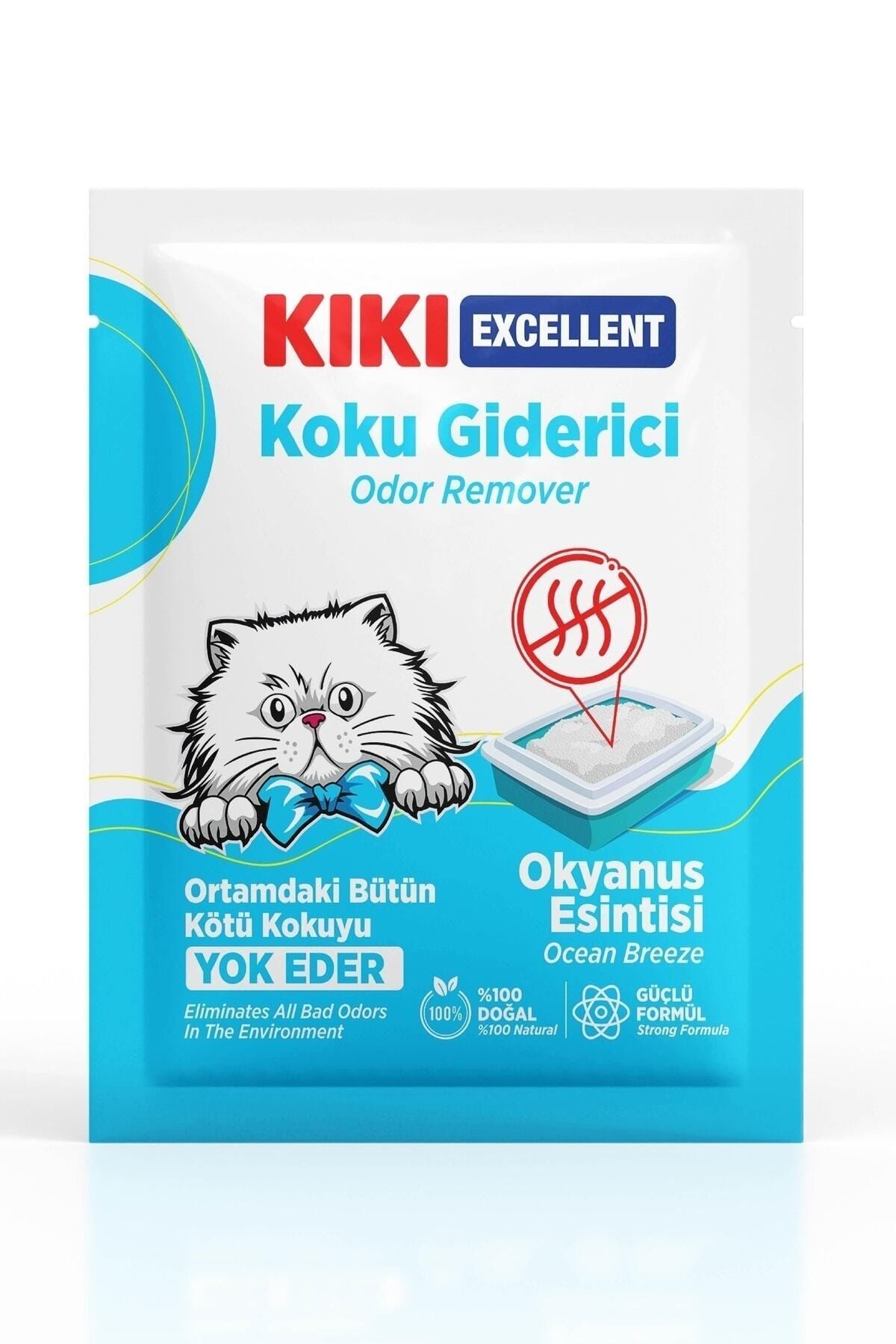 Kiki Excellent Kedi Kumu Koku Giderici - Kötü Kokuları Giderir - Doğal Koku Giderici - Okyanus Esintisi 25 Gr.