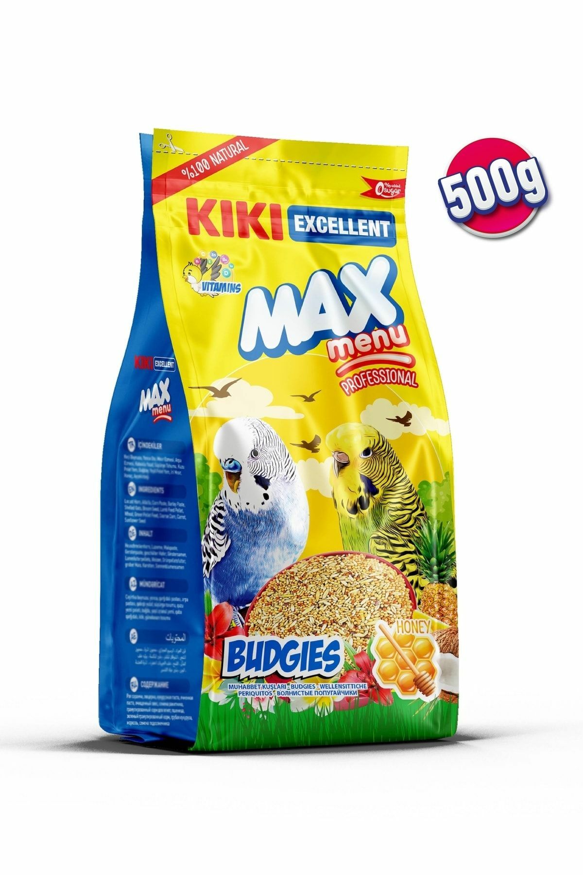 Kiki Excellent Kuş Max Menu Budgies Ballı Muhabbet Kuşu Yemi 500 Gr.