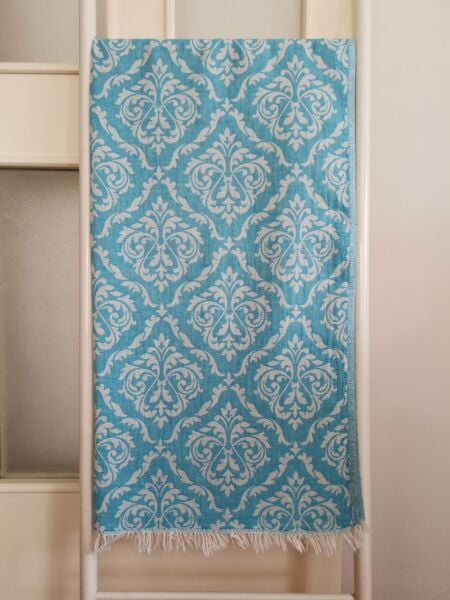 Peştemal, 95x175, Banyo Havlusu, Plaj Havlusu, Çift Katlı Damask Turkuaz