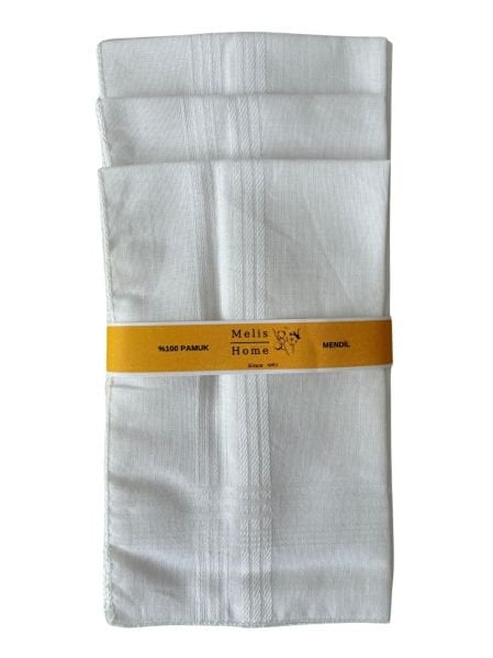 12 Adet, Beyaz Mendil, 39x39 cm. %100 Pamuk,