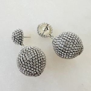 Gümüş Taşlı Top Küpe