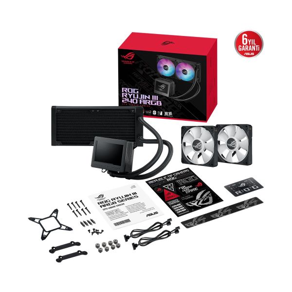 Asus ROG RYUJIN III 240 ARGB OLED 3,5'' LCD AURA SYNC RGB 3X NOCTUA IPPC 2000 PWM 120MM FAN SIVI CPU SOĞUTUCUSU