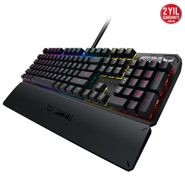ASUS TUF GAMING K3 AURA SYNC RGB OPTİK MEKANİK TÜRKÇE OYUNCU KLAVYESİ BİLEK DESTEĞİ SUYA VE TOZA  DAYANIKLI RED SWITCH