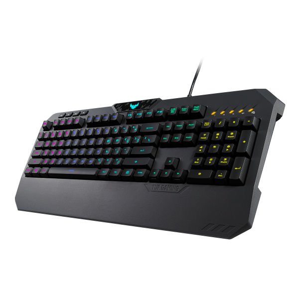 ASUS TUF GAMING K5 AURA SYNC RGB MECH BRANE OYUNCU KLAVYE TÜRKÇE TUŞ DİZİLİMİ BİLEK DESTEĞİ SUYA VE TOZA  DAYANIKLI