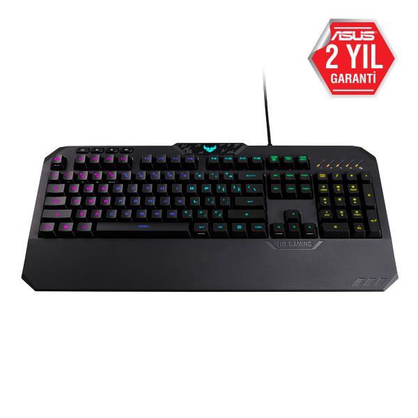 ASUS TUF GAMING K5 AURA SYNC RGB MECH BRANE OYUNCU KLAVYE TÜRKÇE TUŞ DİZİLİMİ BİLEK DESTEĞİ SUYA VE TOZA  DAYANIKLI