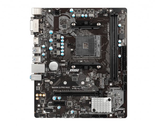 MSI B450M-A PRO MAX AM4 DDR4 3466(OC) DVI HDMI M.2 USB3.2 mATX