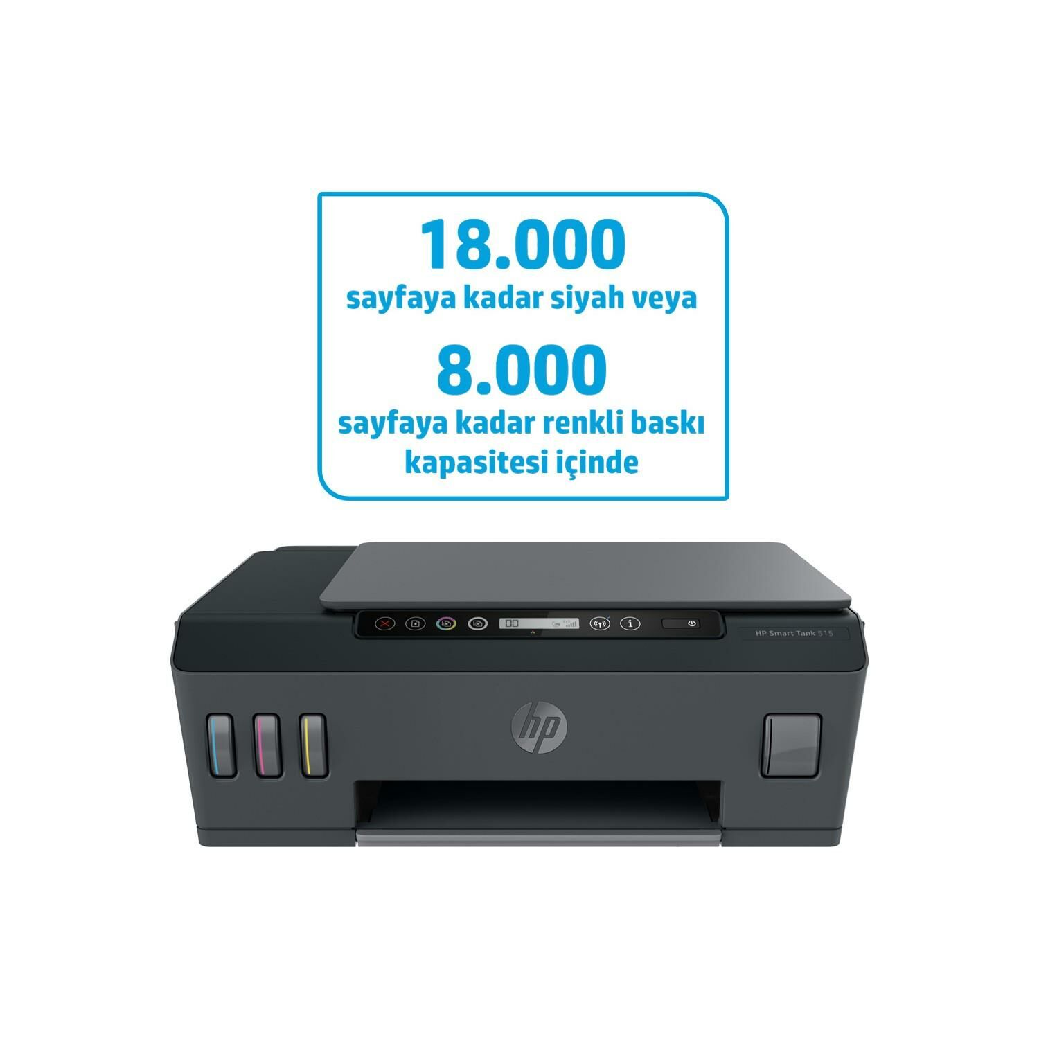 HP 1TJ09A 515 SMART TANK - WIRELESS ALL-IN-ONE RENKLİ MÜREKKEP PÜSKÜRTMELİ TANKLI YAZICI 11PPM