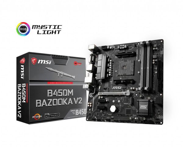 MSI B450M BAZOOKA V2 AM4 DDR4 3466(OC) DVI HDMI M.2 USB3.1 mATX