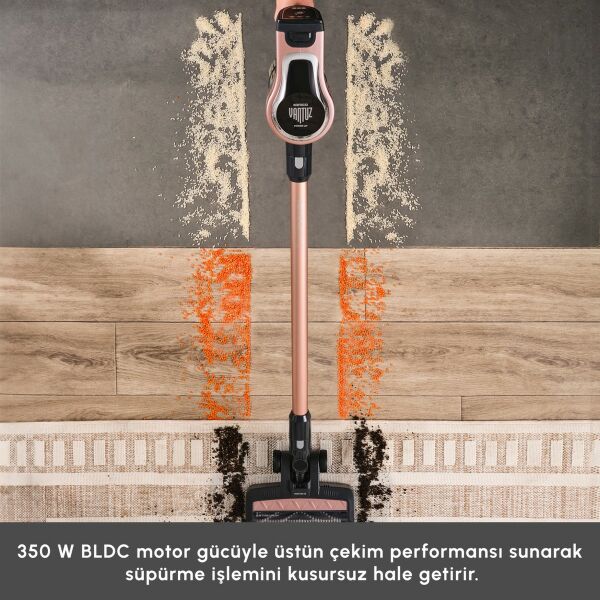 Karaca Vantuz Power Up 15 W Dikey Süpürge Rosegold
