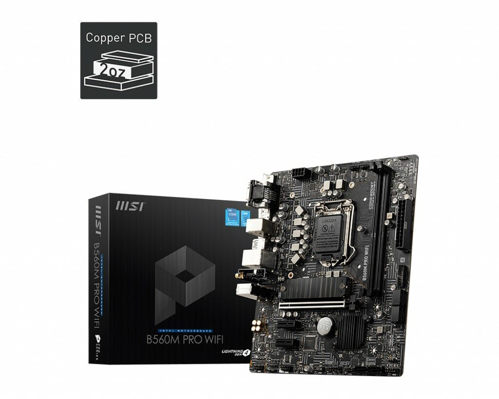 MSI MB B560M PRO WIFI SOKET 1200 DDR4 5200 (OC) PCI-E Gen 4 ,M.2 USB3.2 1x 2.5G LAN Wi-Fi 6 mATX