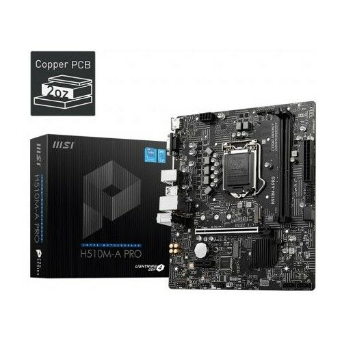 Msı H510M-A Pro Soket 1200 Ddr4 3200 Pcı-E Gen 4 ,m.2 Usb3.2 1x 1g Lan Matx
