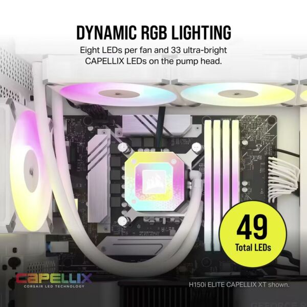 CORSAİR İCUE H100İ ELİTE XT 240MM 2 X AF140 RGB FAN SIVI İŞLEMCİ SOĞUTUCUSU BEYAZ (CW-9060072-WW)
