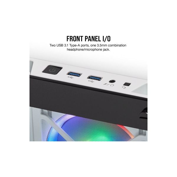 CORSAIR CC-9011189-WW ICUE 465X RGB TEMPERLI CAM YAN PANEL MID TOWER BILGISAYAR KASASI BEYAZ