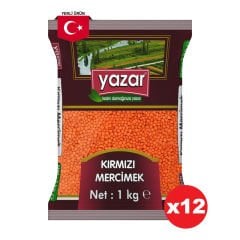 Yazar Kırmızı Mercimek 1 Kg x 12 Adet