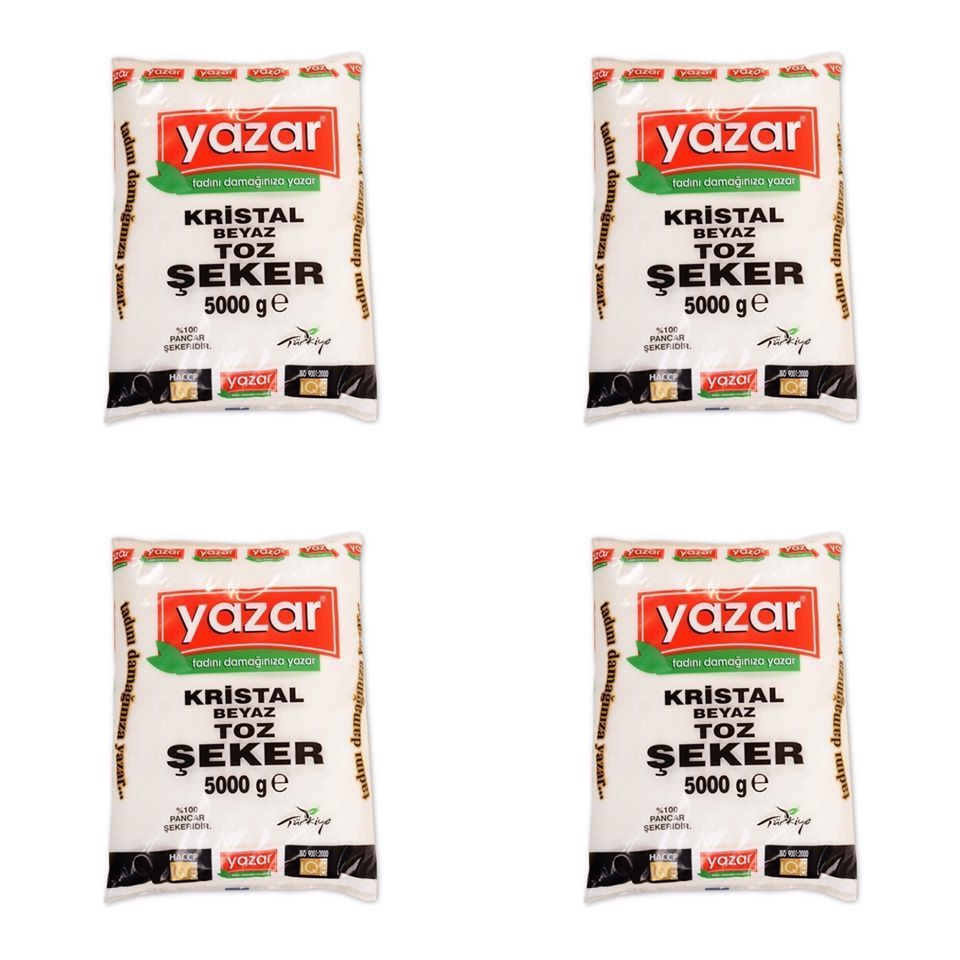 Yazar Kristal Toz Şeker 5 Kg x 4 Paket