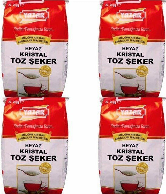 Yazar Kristal Toz Şeker (Kraft Ambalaj) 5 Kg x 4 Paket