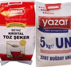 Yazar Kristal Toz Şeker (Kraft Ambalaj) 5 Kg + Pastalık Böreklik Un 5 Kg