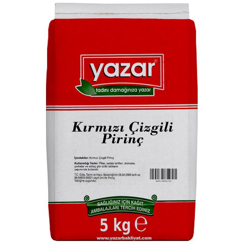 Yazar Kırmızı Çizgili Yerli Pirinç 5 Kg