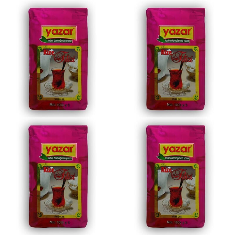 Yazar Rize Filizi Siyah Çay 1 Kg x 4 Paket + (500 GR 1 Paket Stick Toz Şeker HEDİYE)