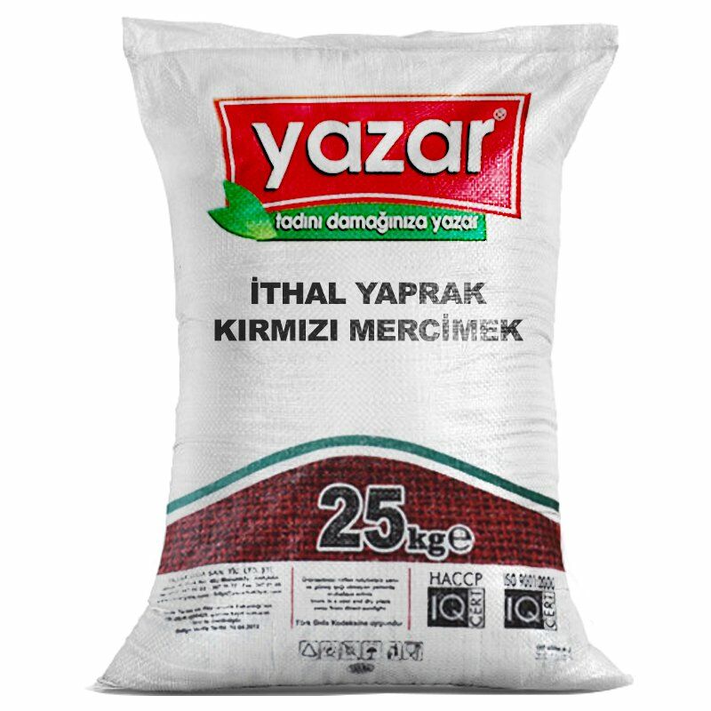 Yazar İthal Kırmızı Yaprak Mercimek 25 Kg.