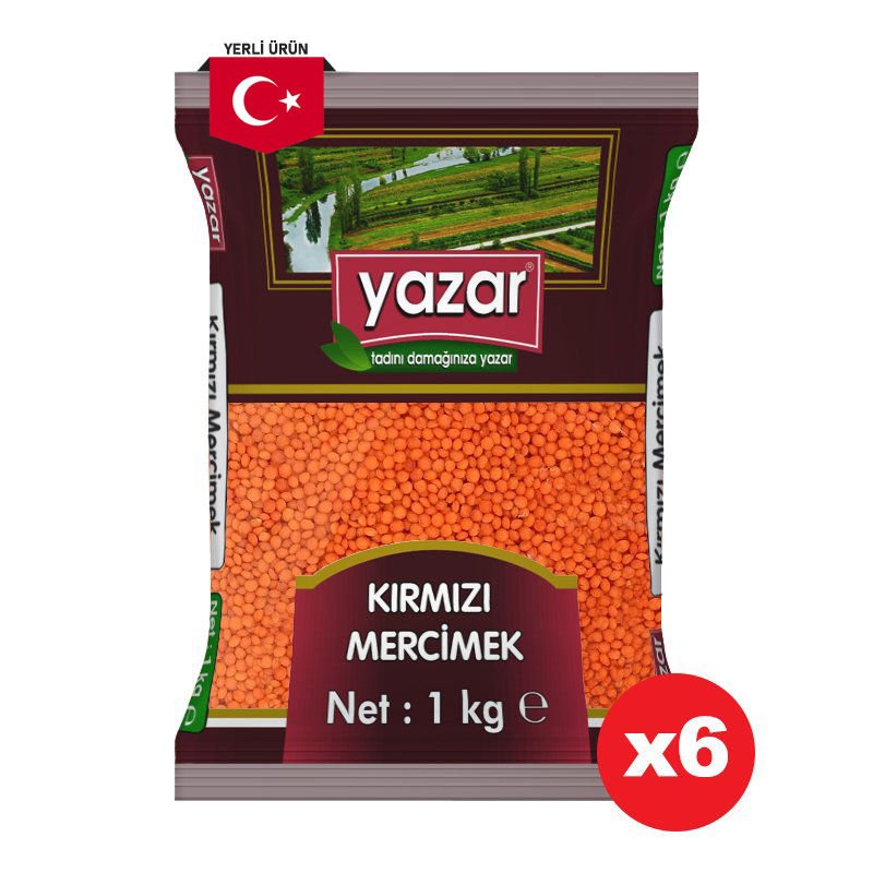 Yazar Yerli Kırmızı Mercimek 1 Kg. x 6 Adet