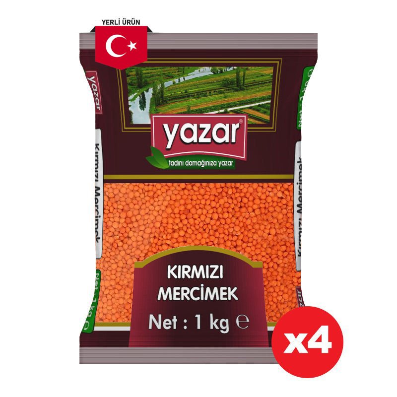 Yazar Kırmızı Mercimek 1 Kg x 4 Adet