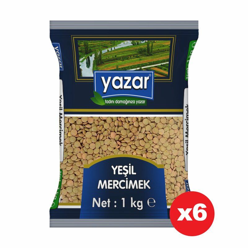 Yazar Yeşil Mercimek 1 Kg x 6 Adet