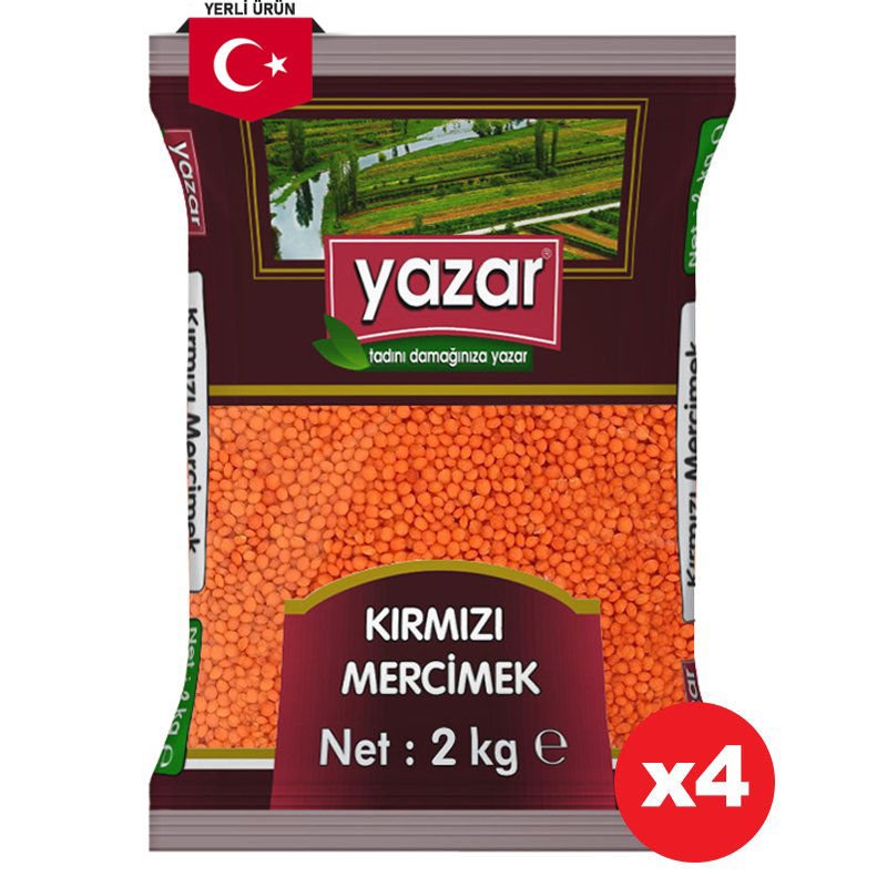 Yazar Yerli Kırmızı Mercimek 2 Kg. x 4 Paket