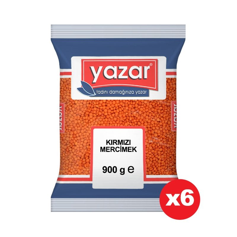 Yazar Kırmızı Mercimek 900 Gr. x 6 Adet