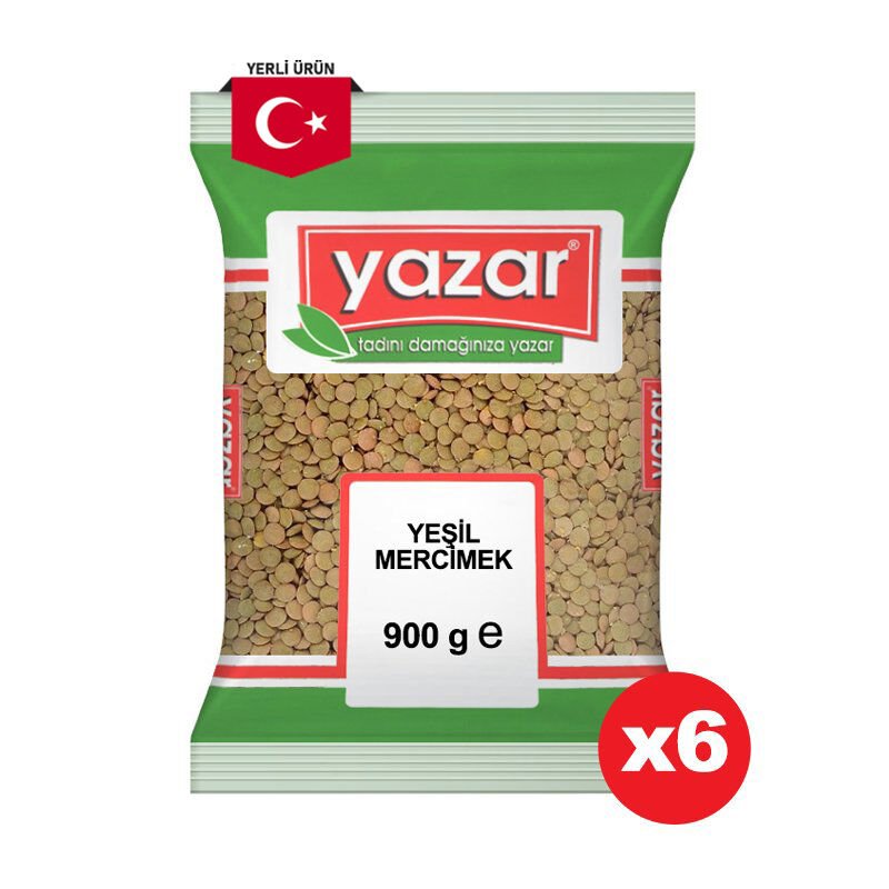 Yazar Yeşil Mercimek 900 Gr x 6 Adet