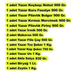 Yazar Ramazan Paketi 14 Parça 12,25 Kg.