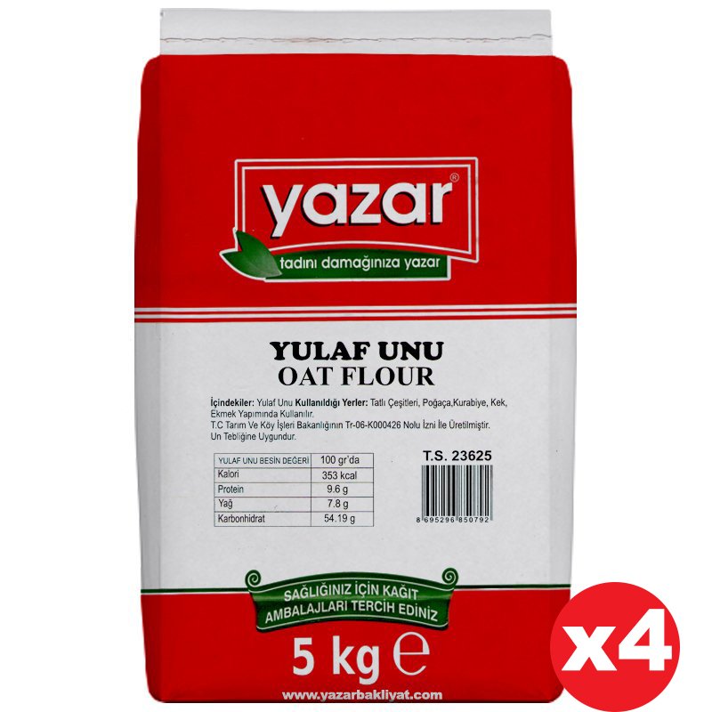 Yazar Yulaf Unu 5 Kg x 4 Paket