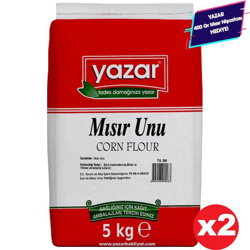 Yazar Mısır Unu (Glutensiz) 5 Kg x 2 Paket