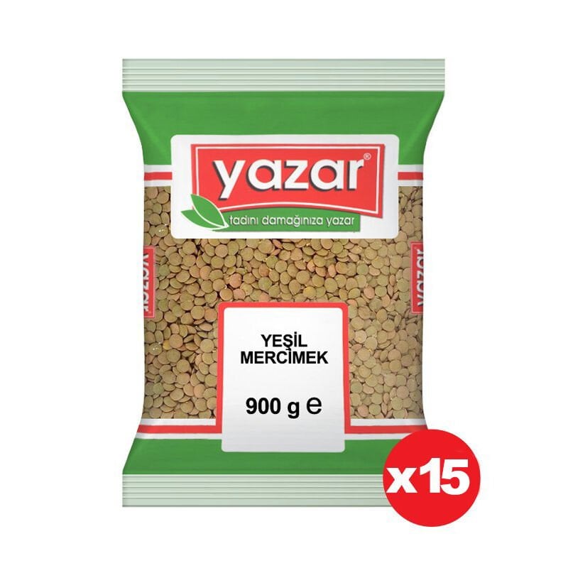 Yazar Yeşil Mercimek 900 Gr x 15 Adet