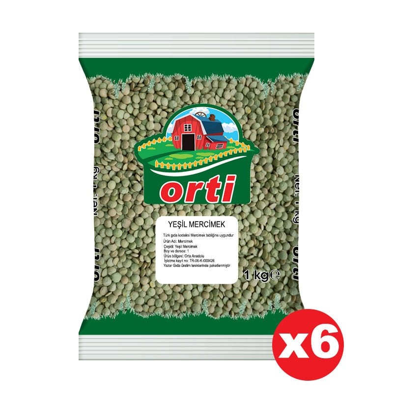 Orti Yeşil Mercimek 1 Kg. x 6 Adet