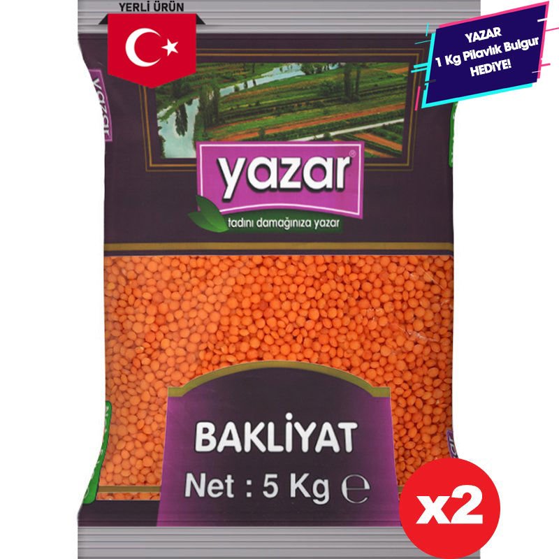 Yazar Kırmızı Mercimek 5 Kg x 2 Adet