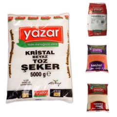 Yazar 5kg Toz Şeker+5kg Karabuğday Unu+5kg Kırmızı Merc+5kg Osmancık Pirnç=20KG