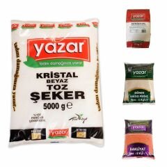 Yazar Kuru Gıda Seti 5kg Gönen Baldo 5kg +Kırmızı Mercimek +5Kg Tam Buğday Unu +5Kg Toz Şeker