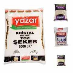 Yazar Kuru Gıda Seti 5KG Toz Şeker+5kg Pilavlık Prç+5kg Çok Amaçlı Un+5kg D.Fasulye=20KG