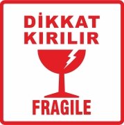 Dikkat Kırılır Etiketi (Beyaz) 1 Paket 500 Adet Etiket 10Cmx10Cm