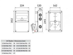 Kombinasyon ABS 210x300x122 IP44 Prizli ( 2/1x16A )