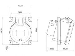 CEE Norm 5x32A 45° Eğik Makine Priz