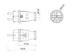 Kauçuk 1x16A Düz Fiş