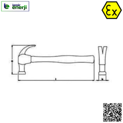 Kıvılcım Çıkarmaz Ex-Proof 28 x 324 mm / 650g Domuz Tırnağı Çekiç