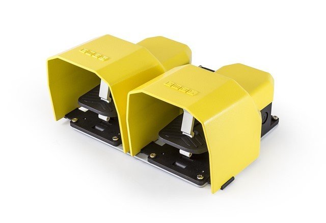 PDK Serisi Metal Korumalı (1NO+1NC)+(1NO+1NC) Taşıma Kol Delikli Çiftli Sarı Plastik Pedal