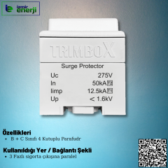 YM3T1T2 B + C Sınıf 4 Kutuplu Parafudr