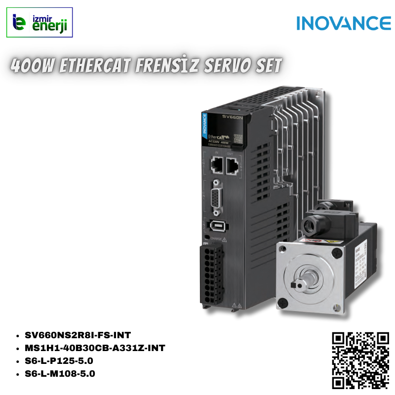 INOVANCE 400W EtherCAT 5mt Kablolu Frensiz Servo Set