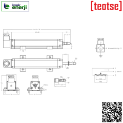 Piston Tip Lineer Cetveller 28 V DC Max. Girişi Çal. Boyu 75mm 5 kOhm